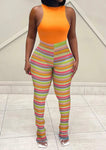 Tropical Knit Striped Pants